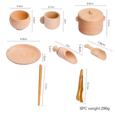 La cocina miniatura de madera del vajilla los 8.9cm fijó el juguete determinado de cocinar de madera