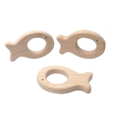 Dentición 55m m de madera hecha a mano Toy Natural Wood Teethers Necklace de la haya