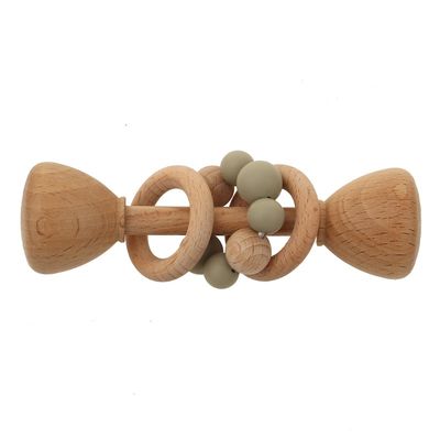 Madera de haya del conejo los 5.12in Teether Bunny Teether de madera natural