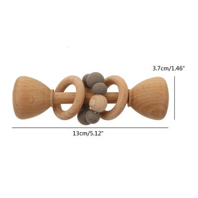 Madera de haya del conejo los 5.12in Teether Bunny Teether de madera natural
