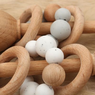 Madera de haya del conejo los 5.12in Teether Bunny Teether de madera natural