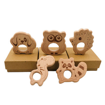 Juguete de madera pendiente ISO9001 Teether animal de madera el echar los dientes del collar