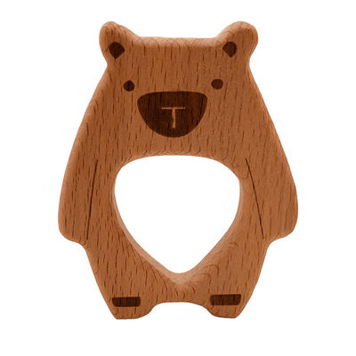 Juguete de madera pendiente ISO9001 Teether animal de madera el echar los dientes del collar