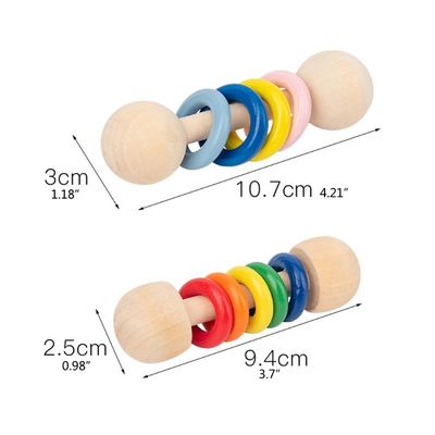 Traqueteo de madera Ring Montessori Wooden Teethers Safe del roedor el 10.7cm del gimnasio