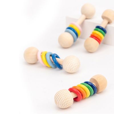Traqueteo de madera Ring Montessori Wooden Teethers Safe del roedor el 10.7cm del gimnasio