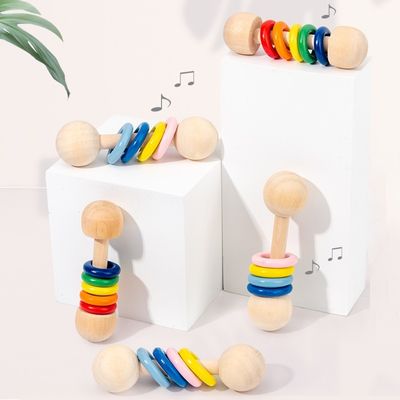 Traqueteo de madera Ring Montessori Wooden Teethers Safe del roedor el 10.7cm del gimnasio