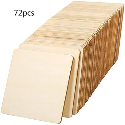 la madera inacabada del cuadrado 3x3 hace las rebanadas de madera del cuadrado a mano de la pintura los 7.5cm del espacio en blanco