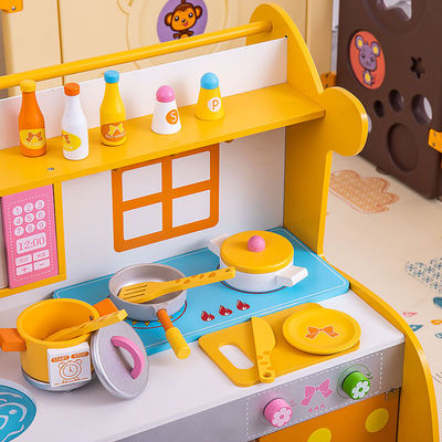 La cocina miniatura de madera de la familia los 66cm fijó a Toy Kitchen Accessories de madera