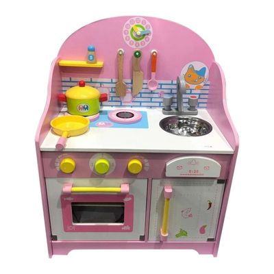 Juguetes tableros del teatro de la cocina de madera rosada del juego de los utensilios los 30cm