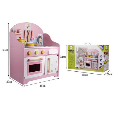 Juguetes tableros del teatro de la cocina de madera rosada del juego de los utensilios los 30cm