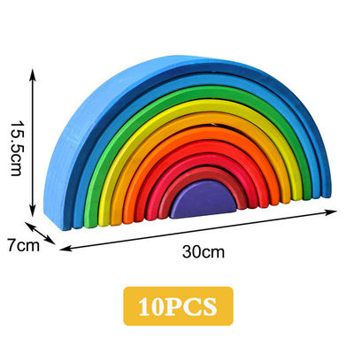 las unidades de creación de madera del arco iris de los juguetes de los bloques del pino de los 30cm se elevan los juguetes