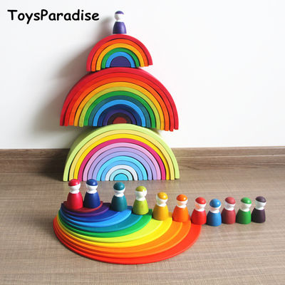 sistema en colores pastel grande del bloque del arco iris de la jerarquización del apilador del arco iris de los 6cm