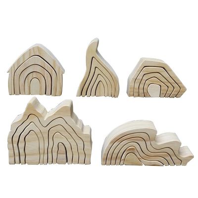 El rompecabezas de madera ondulado del bloque del Ins juega los bloques de madera Coral Grimm del arco iris
