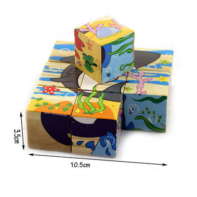 bloques animales del rompecabezas de los juguetes de madera de los bloques de la fruta de los 3.5cm para los niños