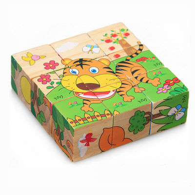 bloques animales del rompecabezas de los juguetes de madera de los bloques de la fruta de los 3.5cm para los niños
