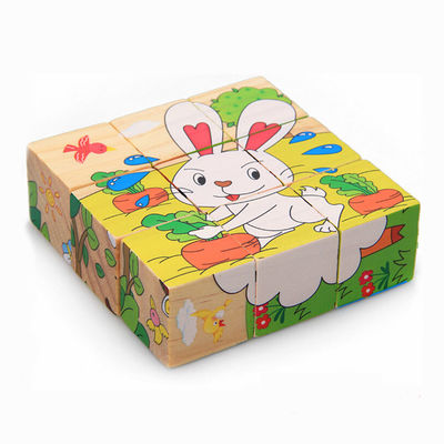 bloques animales del rompecabezas de los juguetes de madera de los bloques de la fruta de los 3.5cm para los niños