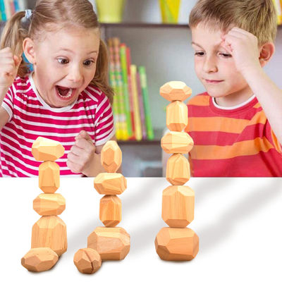 bloques de amontonamiento geométricos de los bloques de los 5cm 36pcs Digitaces del bebé de madera de los juguetes