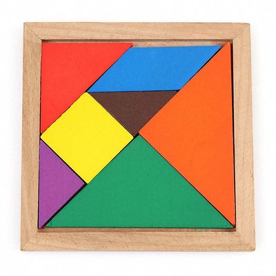 El bebé de madera del cuadrado el 11cm Montessori juega el rompecabezas de 7 pedazos