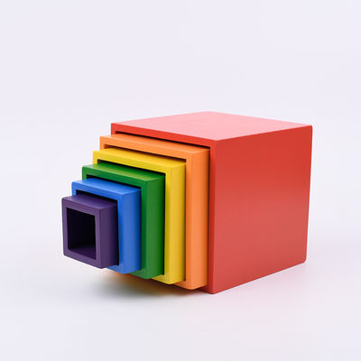 Unidades de creación de madera Toy Nesting Rainbow Block Set del puente del bebé el 15cm