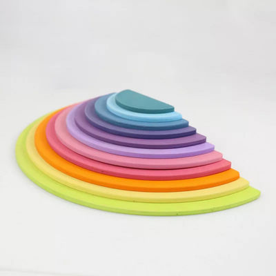 Unidades de creación de madera Toy Nesting Rainbow Block Set del puente del bebé el 15cm