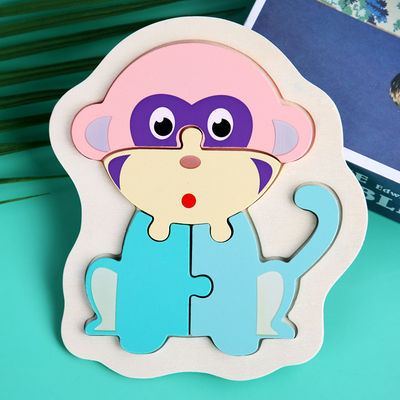 El rompecabezas de madera del bloque de Macaron 3D juega bloques animales de madera