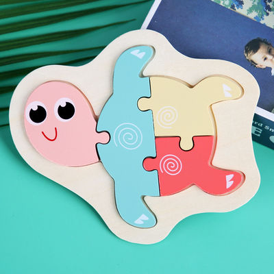 El rompecabezas de madera del bloque de Macaron 3D juega bloques animales de madera