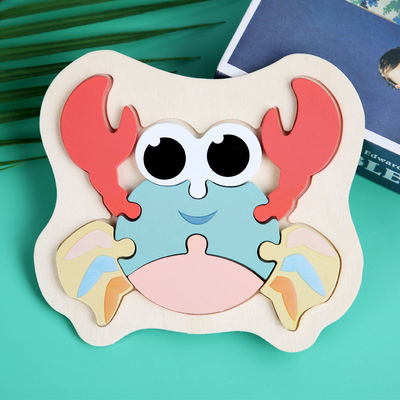 El rompecabezas de madera del bloque de Macaron 3D juega bloques animales de madera