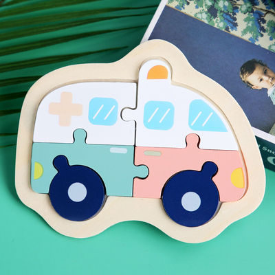 El rompecabezas de madera del bloque de Macaron 3D juega bloques animales de madera
