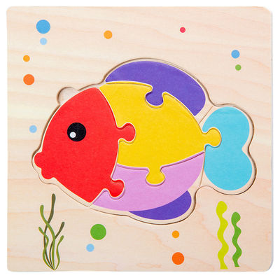 Los juegos de Montessori que el bebé juega animales trafican a niños 3D desconcierta el rompecabezas de madera Toy Matching de la cognición de la historieta