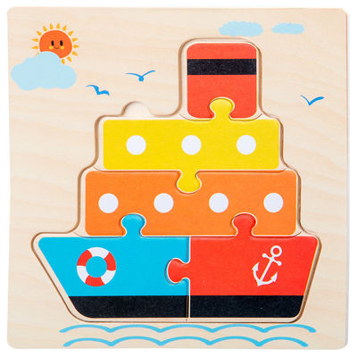 Los juegos de Montessori que el bebé juega animales trafican a niños 3D desconcierta el rompecabezas de madera Toy Matching de la cognición de la historieta