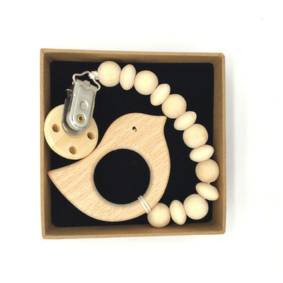 Juguetes de madera el echar los dientes del bebé de Teether del silicón de madera orgánico animal 5pcs