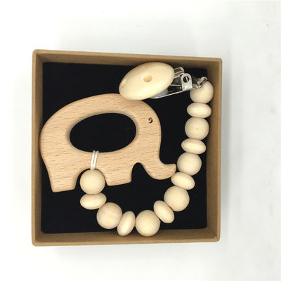 Juguetes de madera el echar los dientes del bebé de Teether del silicón de madera orgánico animal 5pcs
