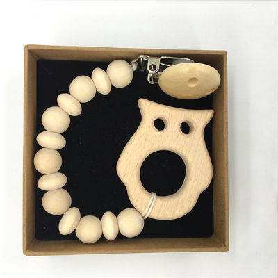 Juguetes de madera el echar los dientes del bebé de Teether del silicón de madera orgánico animal 5pcs