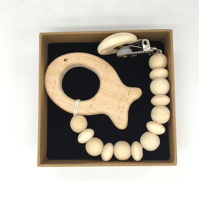 Juguetes de madera el echar los dientes del bebé de Teether del silicón de madera orgánico animal 5pcs