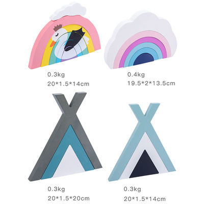 Juguetes de madera creativos de madera de Montessori de los 22cm del apilador no tóxico del arco iris