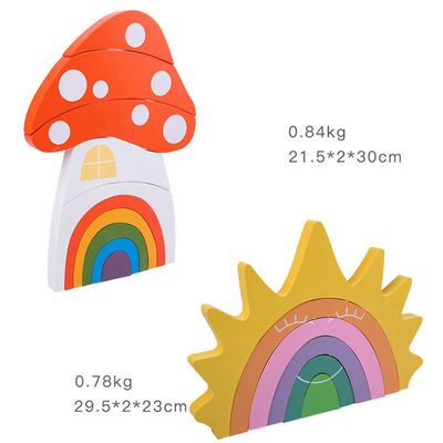 Juguetes de madera creativos de madera de Montessori de los 22cm del apilador no tóxico del arco iris
