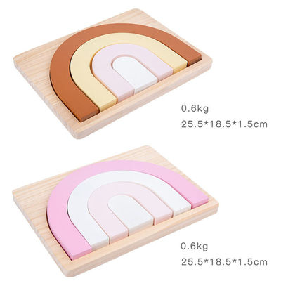 Juguetes de madera creativos de madera de Montessori de los 22cm del apilador no tóxico del arco iris