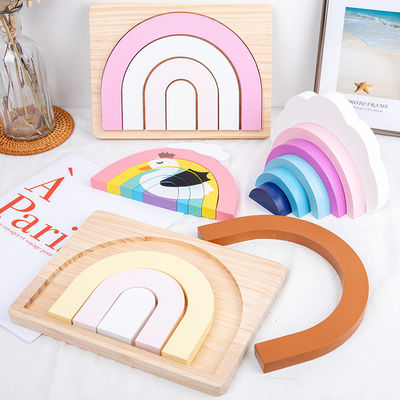 Juguetes de madera creativos de madera de Montessori de los 22cm del apilador no tóxico del arco iris