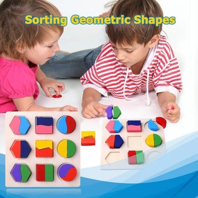 Clasificando al bebé de madera de Montessori juega el preescolar de madera geométrico de los bloques el 15cm