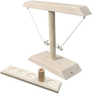 Los juguetes los 8.5cm de madera hechos a mano de la casa de muñecas colorearon los anillos que lanzaban los ganchos