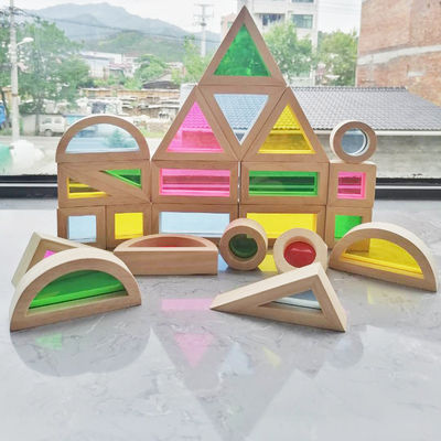 Arco iris en colores pastel del apilador de madera del arco iris de los niños los 8.66in que apila el juguete