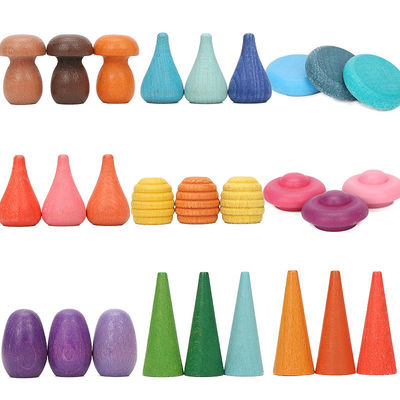 Rompecabezas de madera de la seta del apilador de madera del arco iris de los conos los 4cm