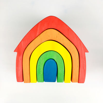 Unidades de creación de madera Toy Geometric Rainbow Building Blocks de Pegdolls