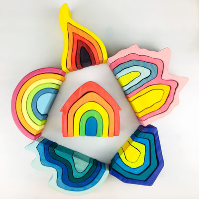 Unidades de creación de madera Toy Geometric Rainbow Building Blocks de Pegdolls