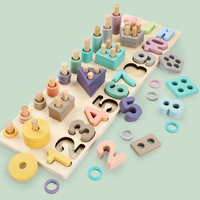 Enseñanza el 14cm de madera geométrica de Toy Montessori Math Blocks Preschool de la matemáticas