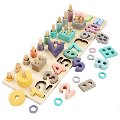 Enseñanza el 14cm de madera geométrica de Toy Montessori Math Blocks Preschool de la matemáticas
