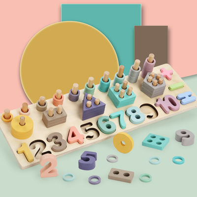 Enseñanza el 14cm de madera geométrica de Toy Montessori Math Blocks Preschool de la matemáticas