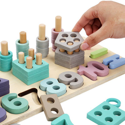 Enseñanza el 14cm de madera geométrica de Toy Montessori Math Blocks Preschool de la matemáticas