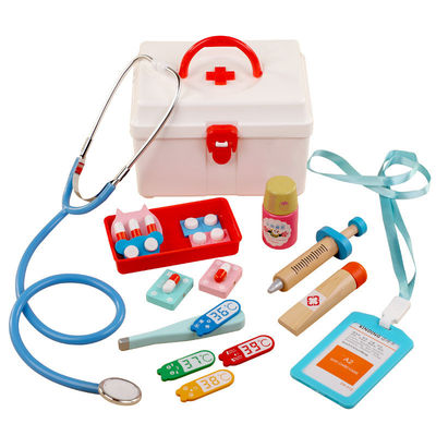 Simulación portátil Toy Doctor Kit de madera de los niños del OEM