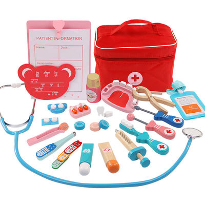Simulación portátil Toy Doctor Kit de madera de los niños del OEM